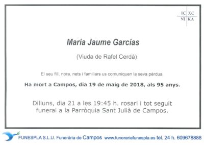 Maria Jaume Garcias  19/05/2018