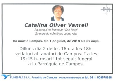 Catalina Oliver Vanrell  01/07/2018