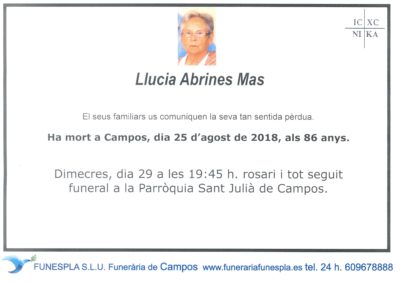 Llucia Abrines Mas    25/08/2018