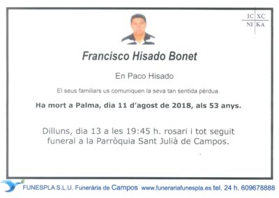 Paco Hisado Bonet  11/08/2018