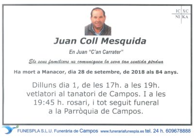 Juan Coll Mesquida   28/09/2018