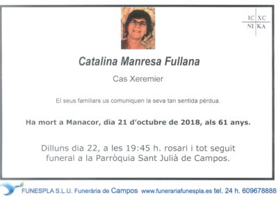 Catalina Manresa Fullana  21/10/2018