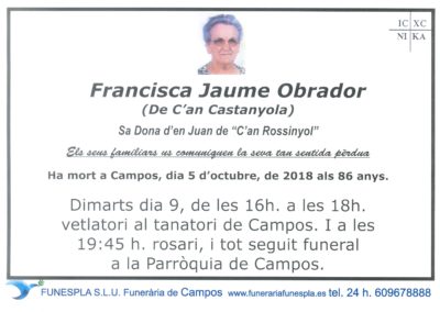 Francisca Jaume Obrador  05/10/2018