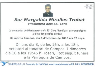 Sor Margalida Miralles Trobat  06/10/2018