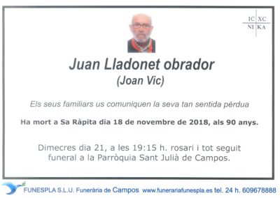 Juan Lladonet Obrador 18/11/2018