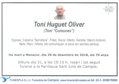 Toni Huguet Oliver   29/12/2018