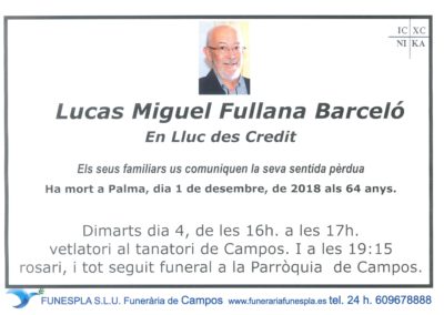 Lucas Miguel Fullana Barceló  01/12/2018