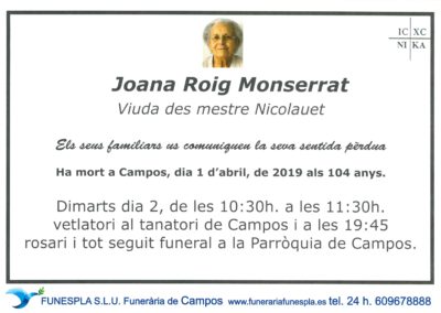 Joana Roig Monserrat  01/04/2019