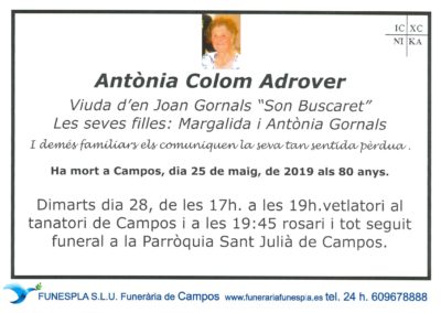 Antònia Colom Adrover  25-05-2019