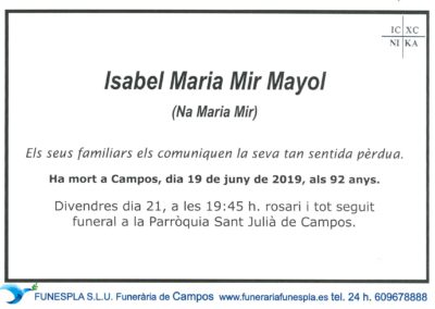 Isabel Maria Mir Mayol  19-06-2019