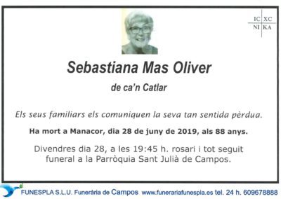 Sebastiana Mas Oliver   28/06/2019