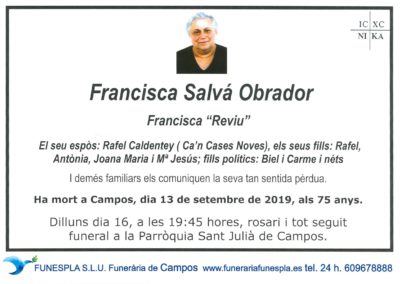 Francisca Salvá Obrador   13/09/2019