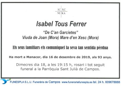 Isabel Tous Ferrer  16-12-2019