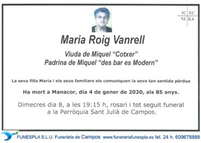 Maria Roig Vanrell  04-01-2020