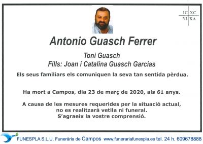 Antonio Guasch Ferrer  23-03-2020