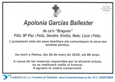 Apolonia Garcias Ballester 26-03-2020