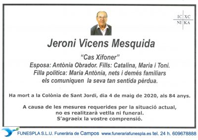 Jeroni Vicens Mesquida  04-05-2020