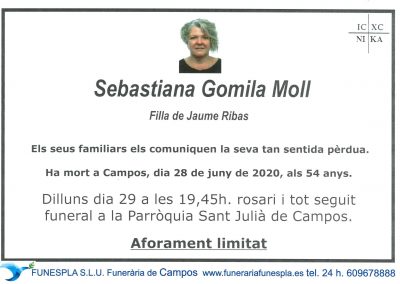 Sebastiana Gomila Moll   28-06-2020