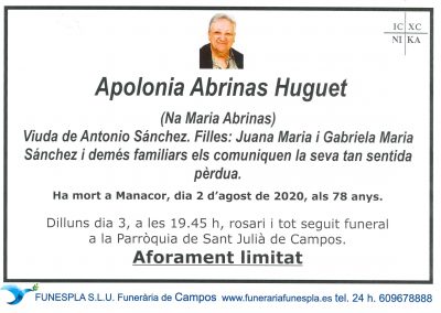 Apolonia Abrinas Huguet  02-08-2020