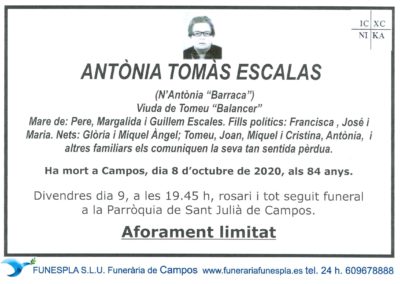 Antònia Tomàs Escalas  08-10-2020