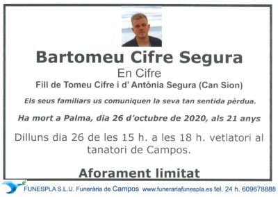 Bartomeu Cifre Segura  26-10-2020