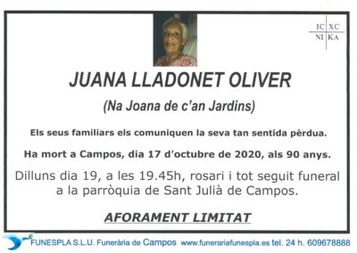 Juana Lladonet Oliver  17-10-2020