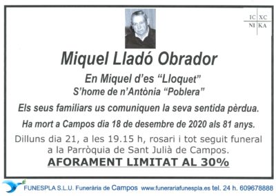 Miquel Lladó Obrador   18-12-2020