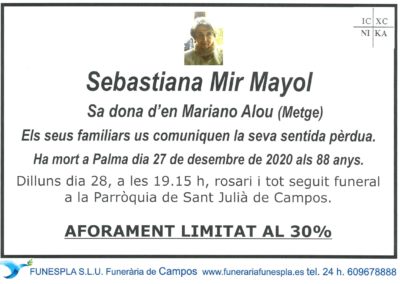 Sebastiana Mir Mayol  27-12-2020