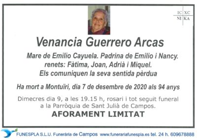 Venancia Guerrero Arcas  07-12-2020