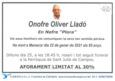 Onofre Oliver Lladó  22-01-2021