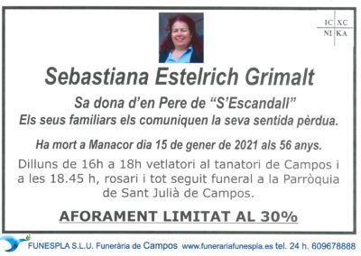 Sebastiana Estelrich Grimalt  15-01-2021