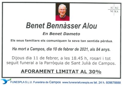 Benet Bennàsser alou 10-02-2021