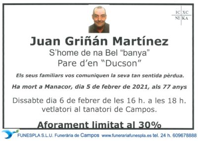 Juan Griñán Mantínez  05-02-2021