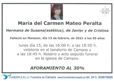 Maria del Carmen Mateo Peralta  13-02-2021