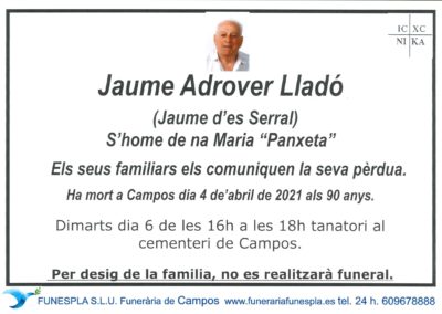 Jaume Adrover Lladó  04-04-2021