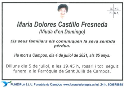 Maria Dolores Castillo Fresneda  04-07-2021