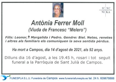 Antònia Ferrer Moll 14-08-2021