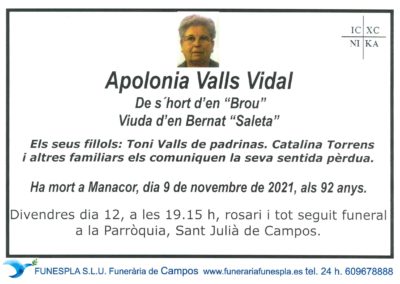 Apolonia Valls Vidal 09-11-2021