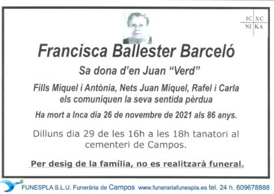 Francisca Ballester Barceló 26-11-2021