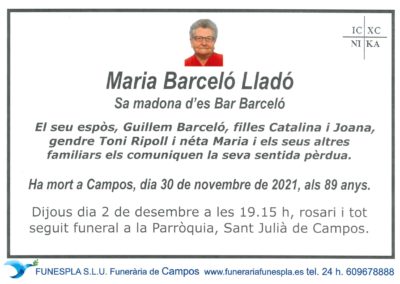 Maria Barceló Lladó  30-11-2021