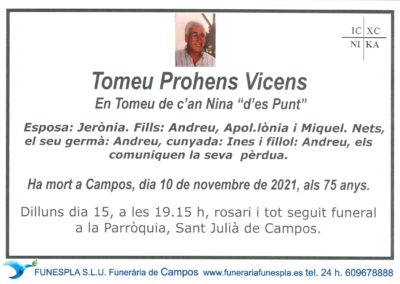 Tomeu prohens vicens  10-11-2021