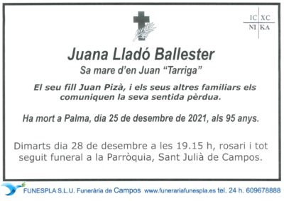 Juana Lladó Ballester  25-12-2021