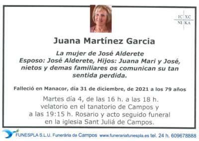 Juana Martínez Garcia  31-12-2021