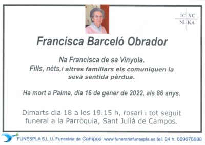 Francisca Barceló Obrador  16-01-2021