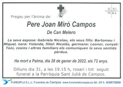 Pere Joan Miró Campos  28-01-2022