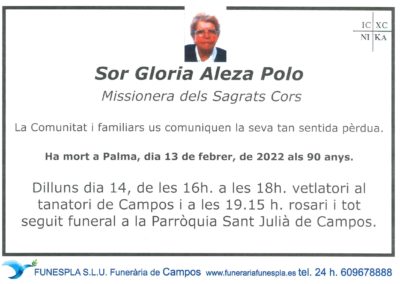 Sor Gloria Aleza polo 13-02-2022