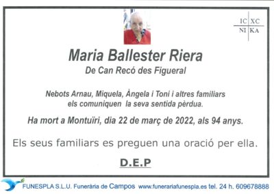 Maria Ballester Riera  22-03-2022