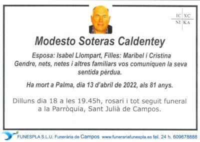 Modesto Soteras Caldentey  13-04-2022