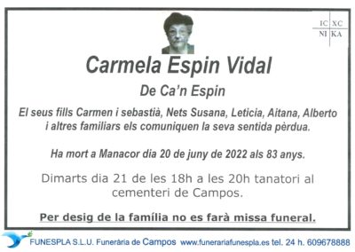 Carmela Espin Vidal  20-06-2022