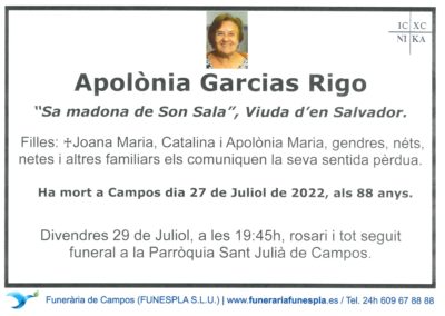 Apolònia Garcias Rigo  27-07-2022